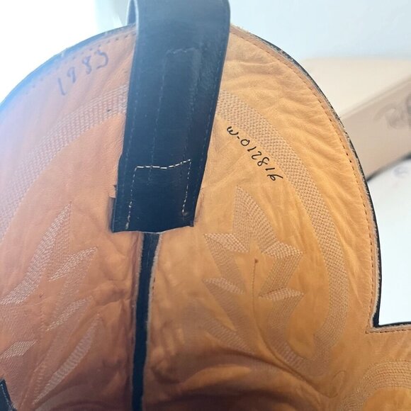 Rod Patrick Mens Cowboy Boots Size 15.5A Black Calf Leather Square Toe Western - Picture 10 of 12